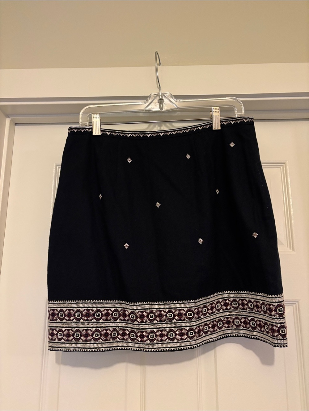 Madewell Black Mini Skirt with Embroidered Hem